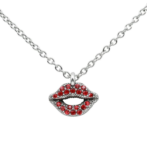 Sterling Silver Girls .8mm Box Chain 3D Pink Crystals Tube Of Lip Stick Pendant Necklace Sterling Silver Girls .8mm Box Chain 3D Pink Crystals Tube Of Lip Stick Pendant Necklace